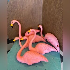 5pc vintage Blow mold Flamingos